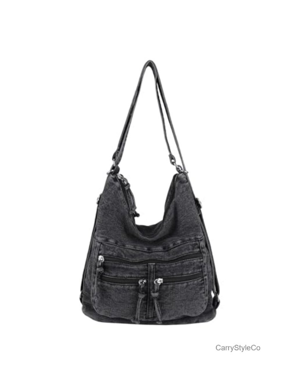 Washed Denim Crossbody Hobo Bag Convertible Sling Tote